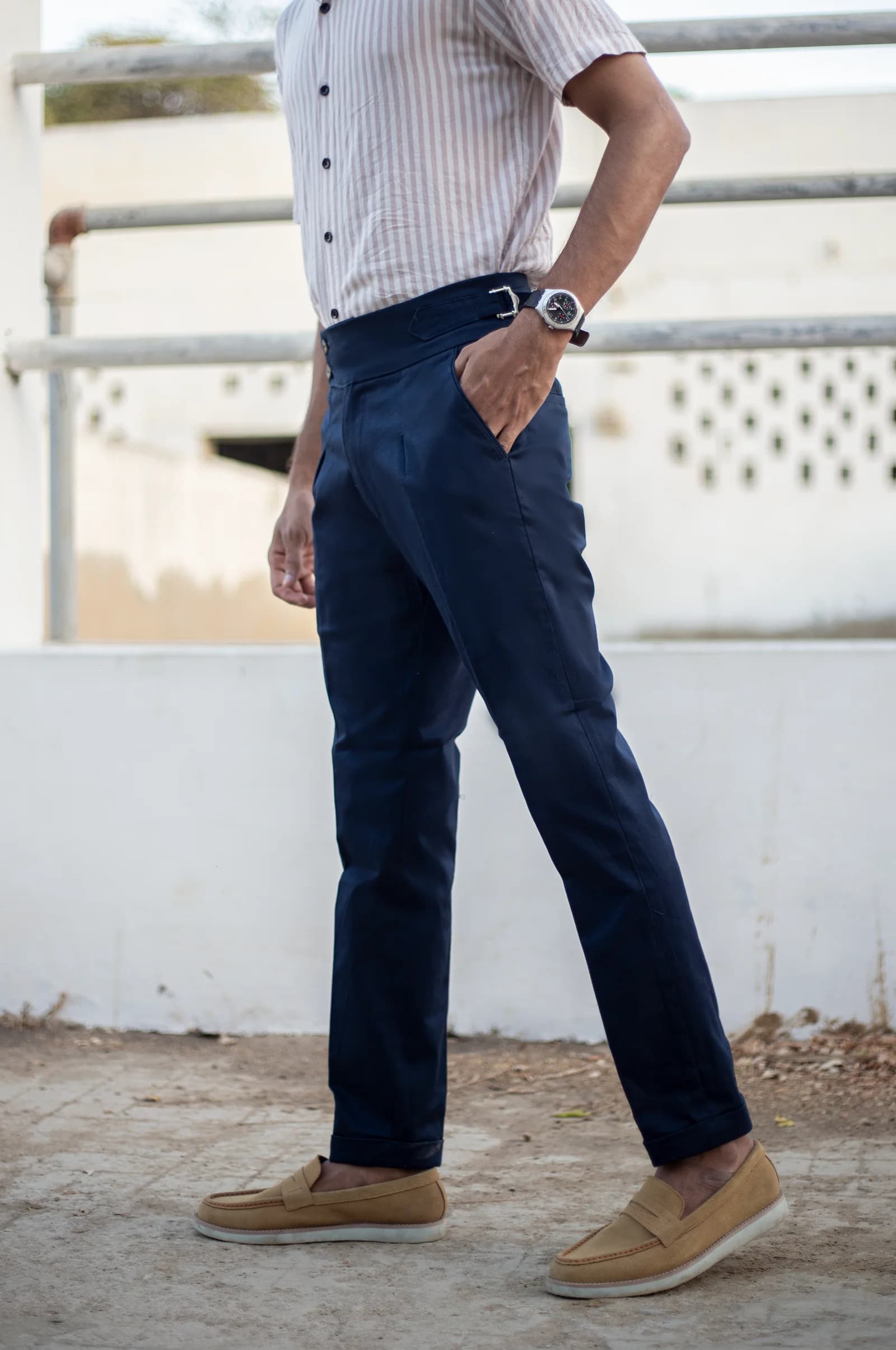 Navy Blue Double-Button Gurkha Pants – Buy Online in Pakistan | PantChic