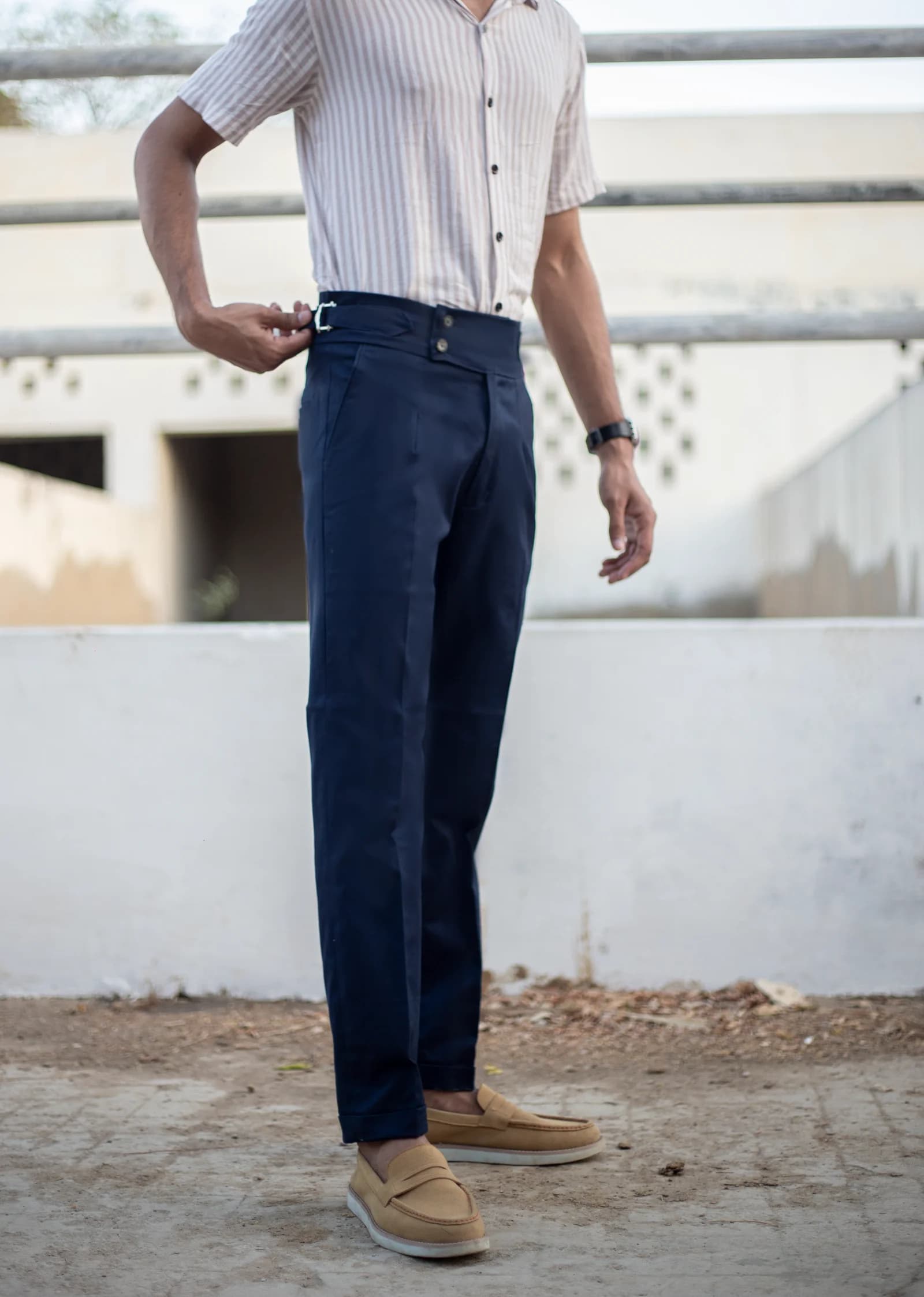 Navy Blue Double-Button Gurkha Pants – Buy Online in Pakistan | PantChic