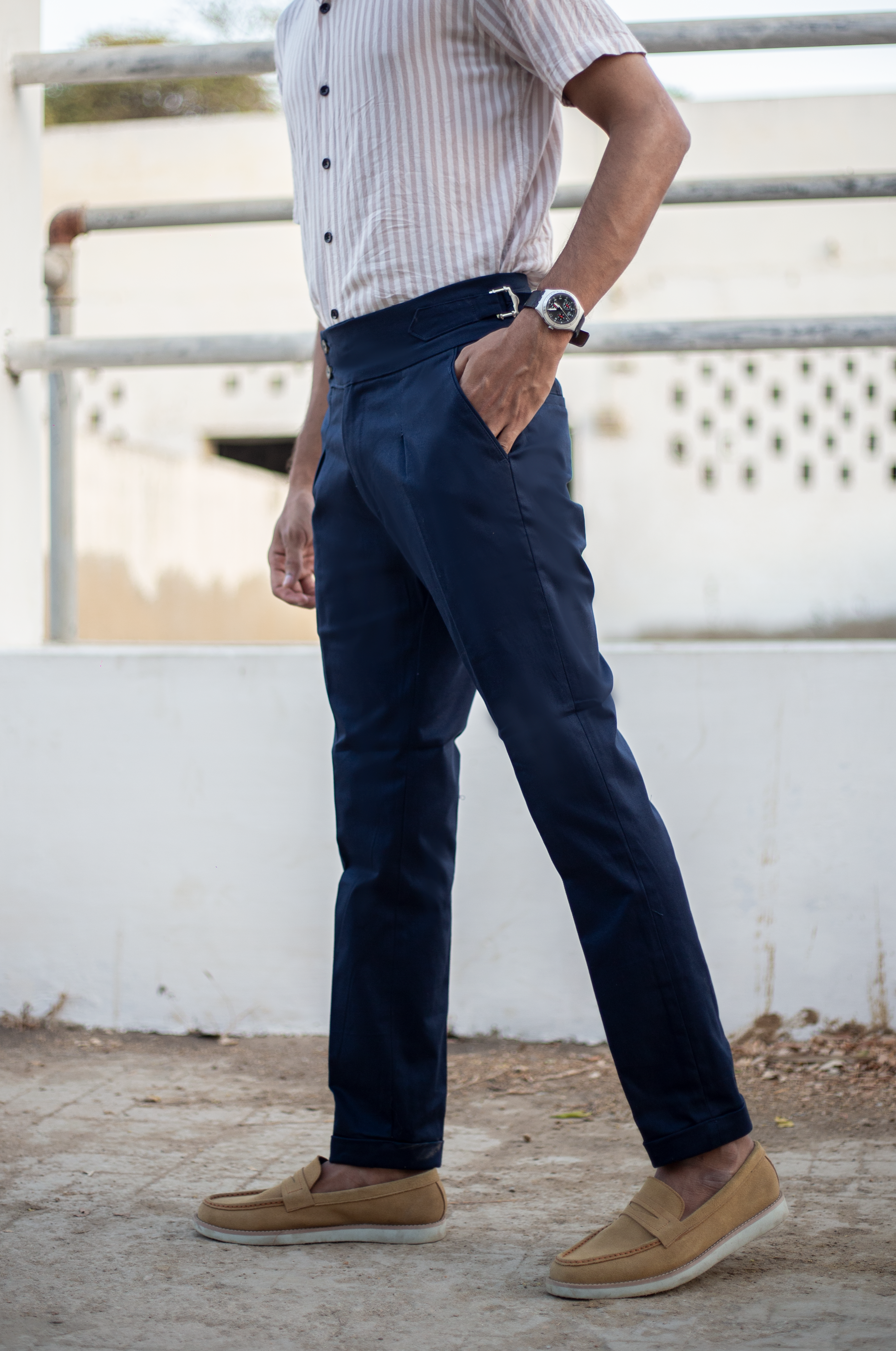 Navy Blue Double-Button Gurkha Pants - Image 3