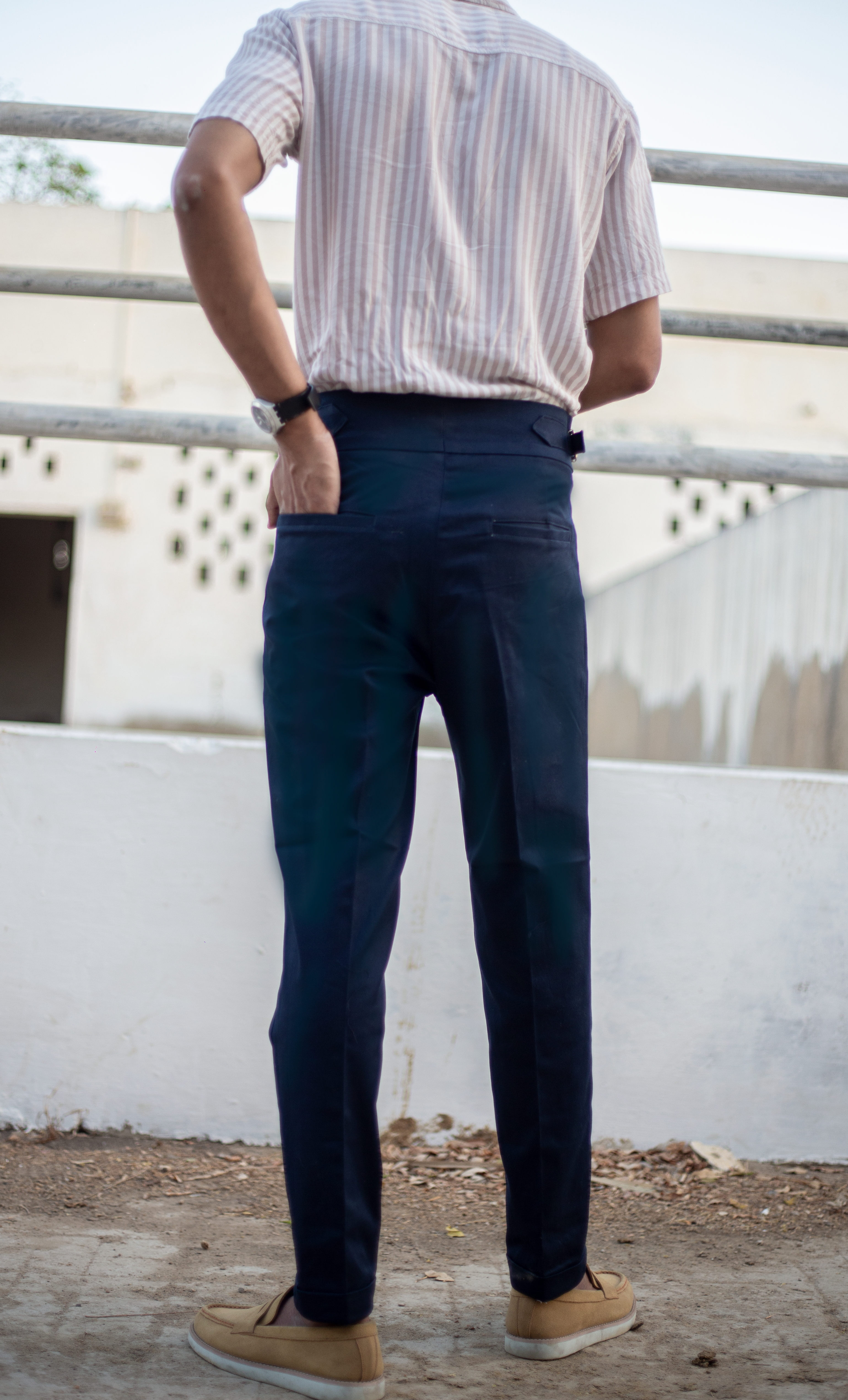 Navy Blue Double-Button Gurkha Pants - Image 4